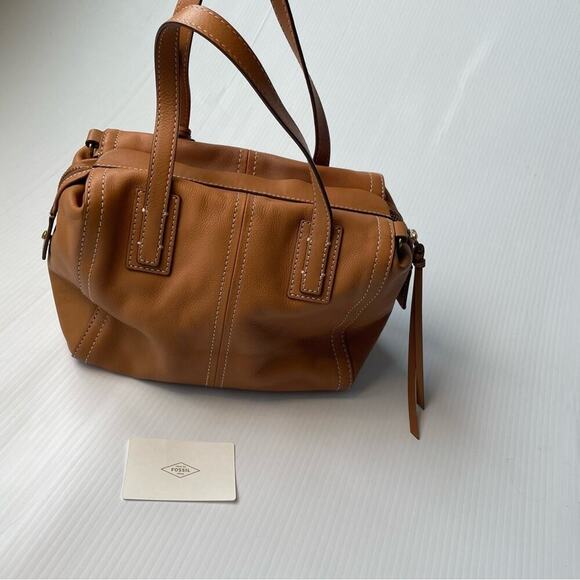 Fossil Emma leather satchel tan purse - Picture 4 of 16
